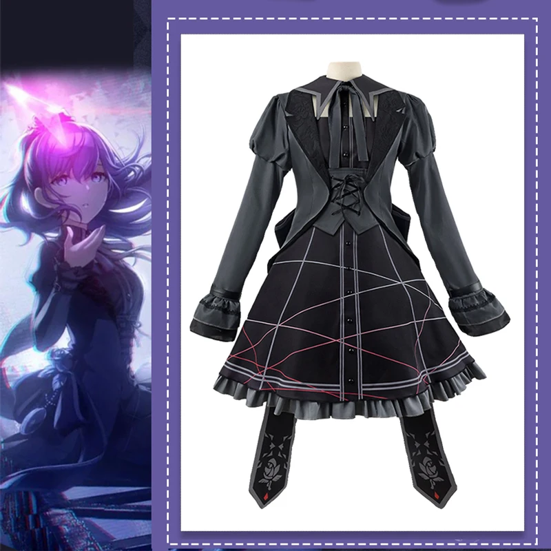 

Asahina Mafuyu Cosplay for Game Project Sekai Costume Black Rose Silk Flower lolita Dress Women Halloween New suit A