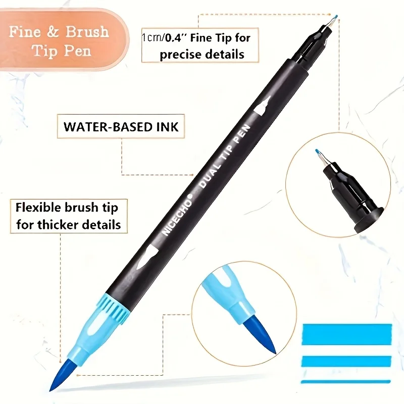 LOLEDE 60 Colors Double Head Markers Tip Art Supplies Drawing Brush Pen Colors Set For Gift Pens Pencils Writing Office School view 5