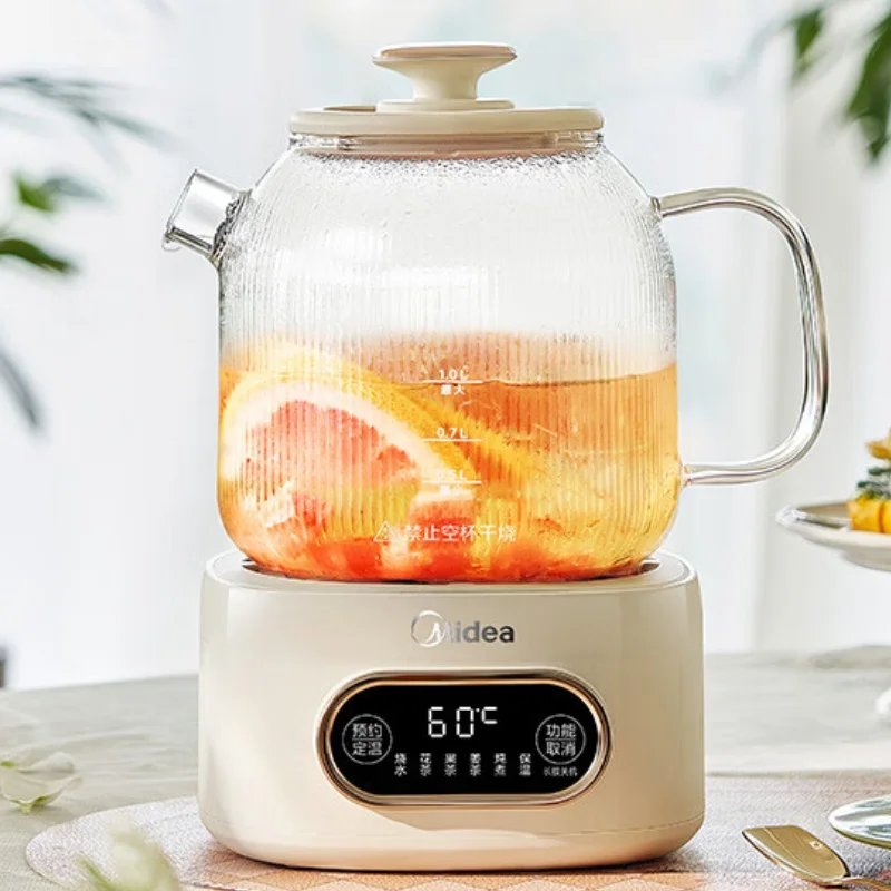 غلاية زجاجية كهربائية Midea ، الصحة والحفظ ، صانع الشاي ، حجز 24 ساعة ، درجة حرارة ثابتة 12 ساعة ، وعاء متعدد الوظائف ،