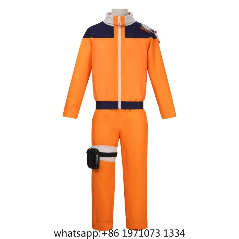 Uzumaki Cosplay Costume Orange Clothes with Headband & Kunai Pouch Pre-Shippuden Genin Ninja Outfit Blonde Wig Unisex Adult Hall - view 5