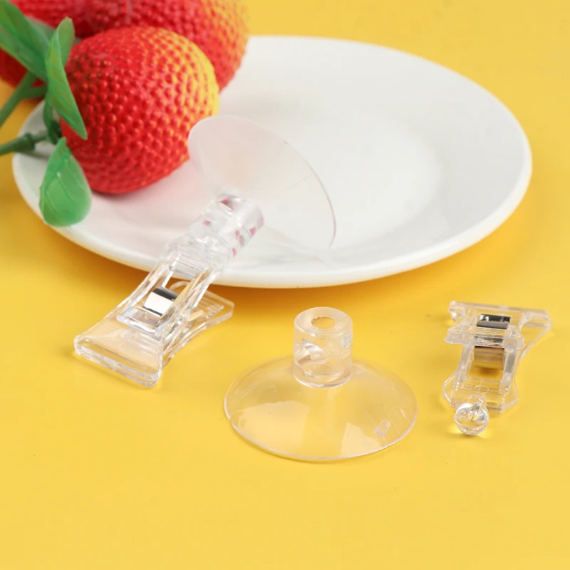 1Pc Clear Plastic Suction Cup Clip Advertising Clip Suction Cup Transparent Clip