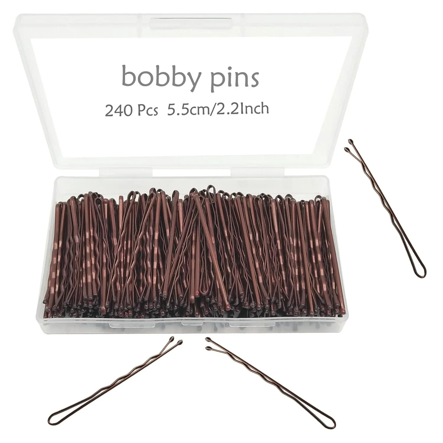 Brown bobby pin, 240 count 2.2-inch bobby pin with cute box, premium bobby pin for kids, girls and women