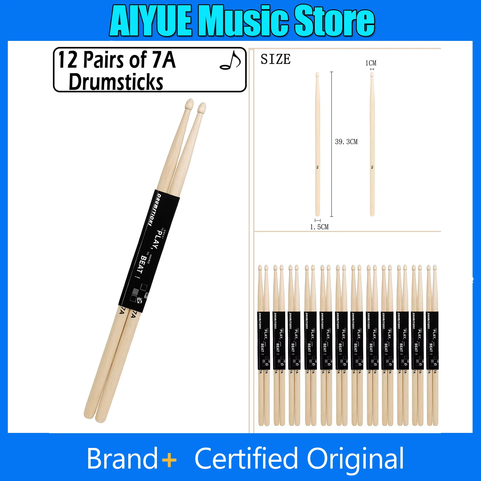 

12 пар барабанных палочек 7А, набор кленовых барабанных палочек, деревянные барабанные палочки, барабанные стойки, профессиональные детали ударных музыкальных инструментов