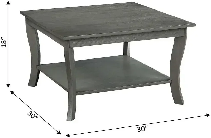 Customizable American Heritage Square Coffee Table, Wirebrush Dark Gray