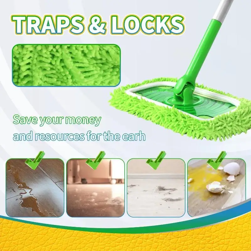 4 Stück Wiederverwendbare Wischmop-Pads aus ultrafeiner Faser mit hoher Wasseraufnahmefähigkeit, keine Rückstände, für die tägliche Pflege von Marmorböden. – Detail 4