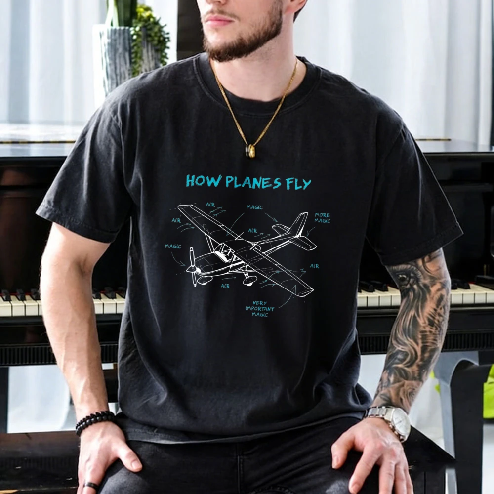 How Planes Fly Funny Aviation Rc Plane Pilot Aircraft Airplane Novelty Gift Cotton Tee Casual Summer Tops Fashion Men's Tshirts