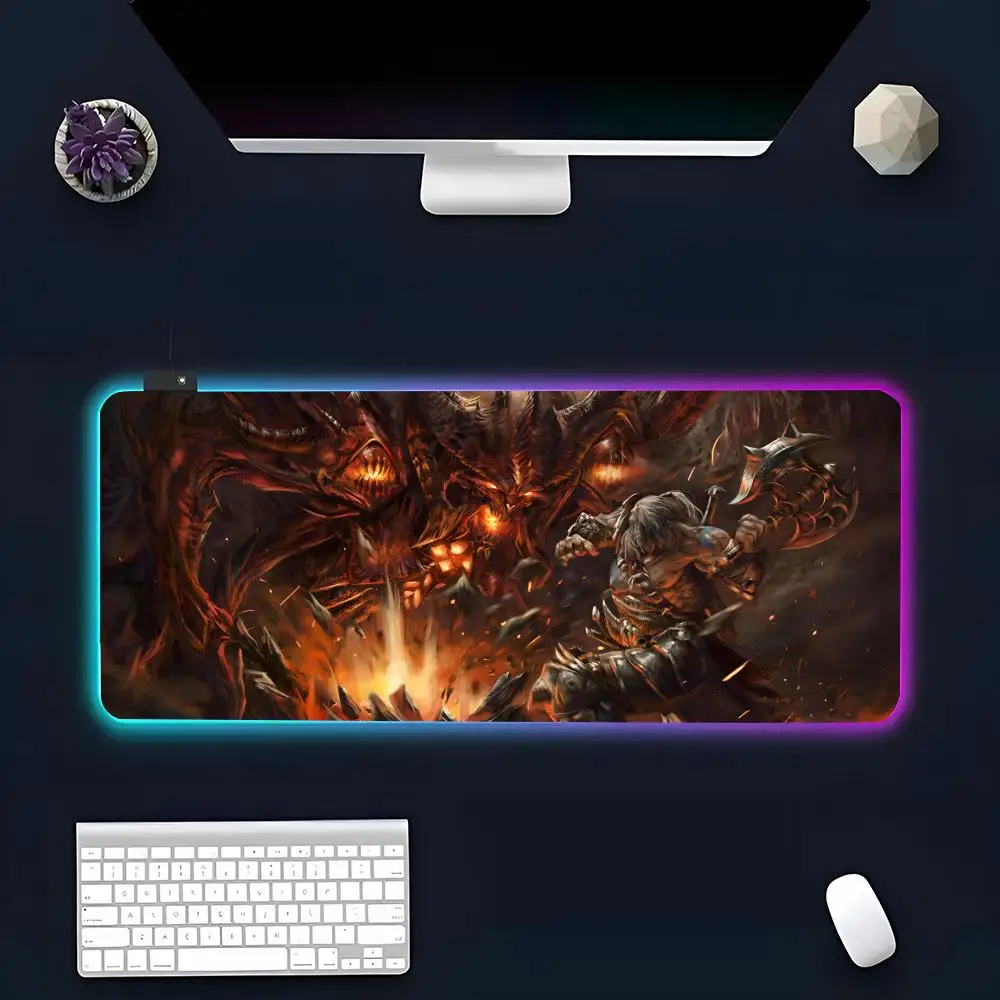 Game V-Vintage D-Diablos Mouse Pad RGB Glow Personality Picture Custom PC Table Mat Carpet Mat Game Player Dedicated LED