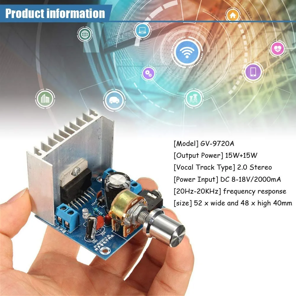 Modul Amplifier Audio Digital AC/DC 12V TDA7297 - 15W+15W Dual - Channel Stereo Power Amplifier Board untuk Sistem Suara DIY