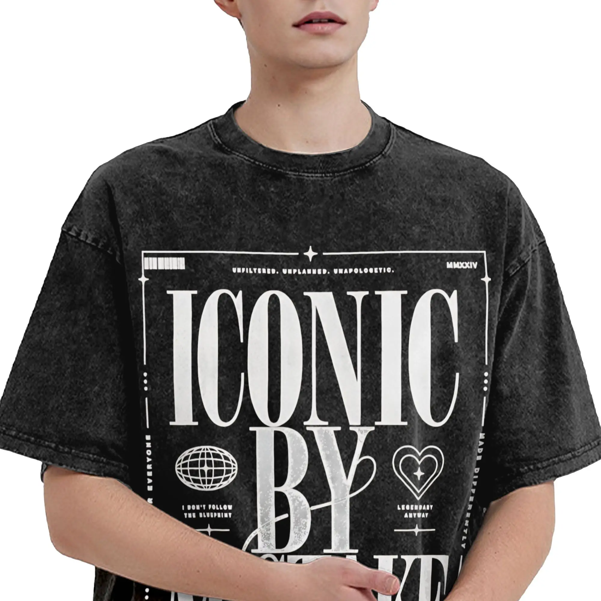 Iconic by mistake kpop Merch Washed T Shirt Men Women Streetwear Hip Hop T-Shirts Summer  Tees Short Sleeve
