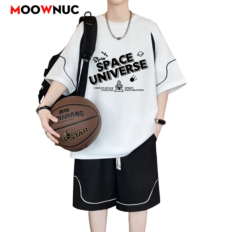 

Men Tracksuit Casual Joggers Sportswear T-shirt and Shorts 2 Piece Sets Hip Hop Running Sports Suit Mens Clothes Summer New