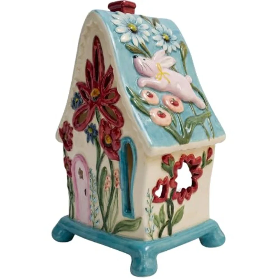 

The Daisy and Rabbit Spring Candle House, 5.25" L x 4" W x 8" H