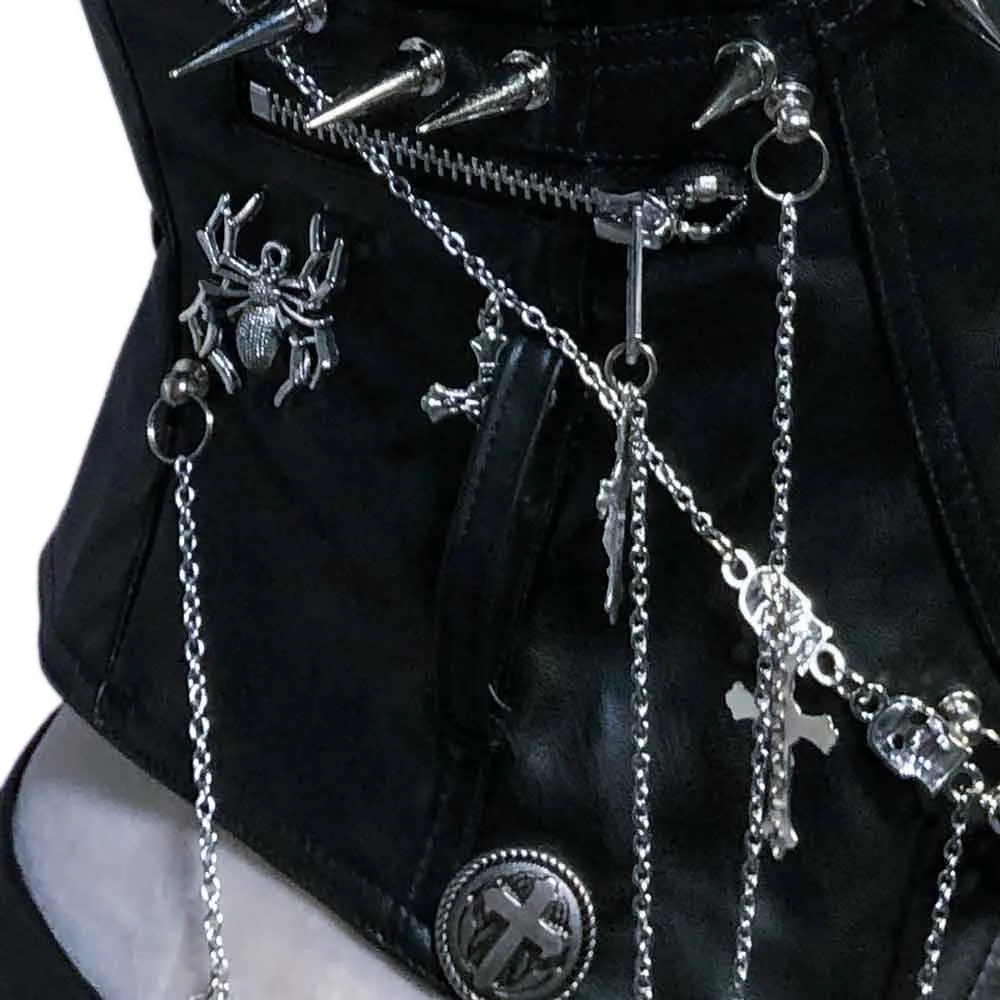 Goth Tops E-Girls Rave Outfits Cyber with Spikes Emo Clothing Grunge Punk Rock Clothes Gothic Tank Festival Bra ALT Y2K T-shirt