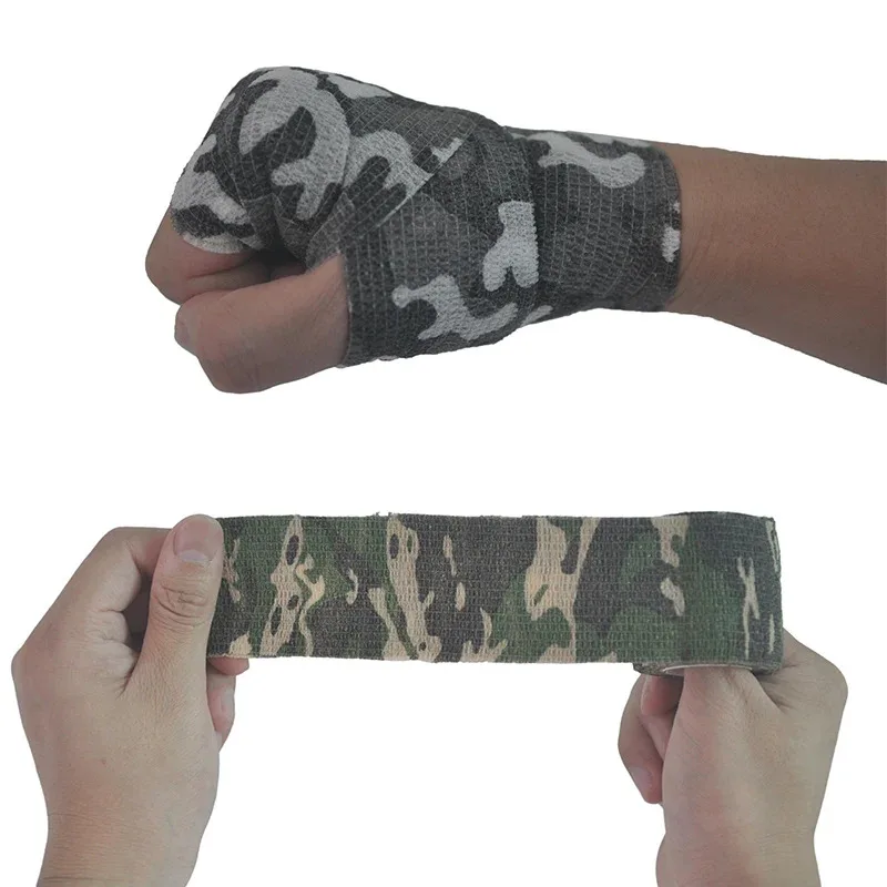 1/6/12PCS Camouflage Benda Elastica Caccia Travestimento Elastoplast Wrap Tape Auto Adesivo Protezione Sportiva Caviglia Ginocchio Braccio Benda