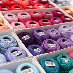 100 Colors Set 5 Grams Ball Size 8 Crochet Perle Double Mercerized Long Fiber Egyptian Cotton Pearl Thread 40 Meters 2 Choices