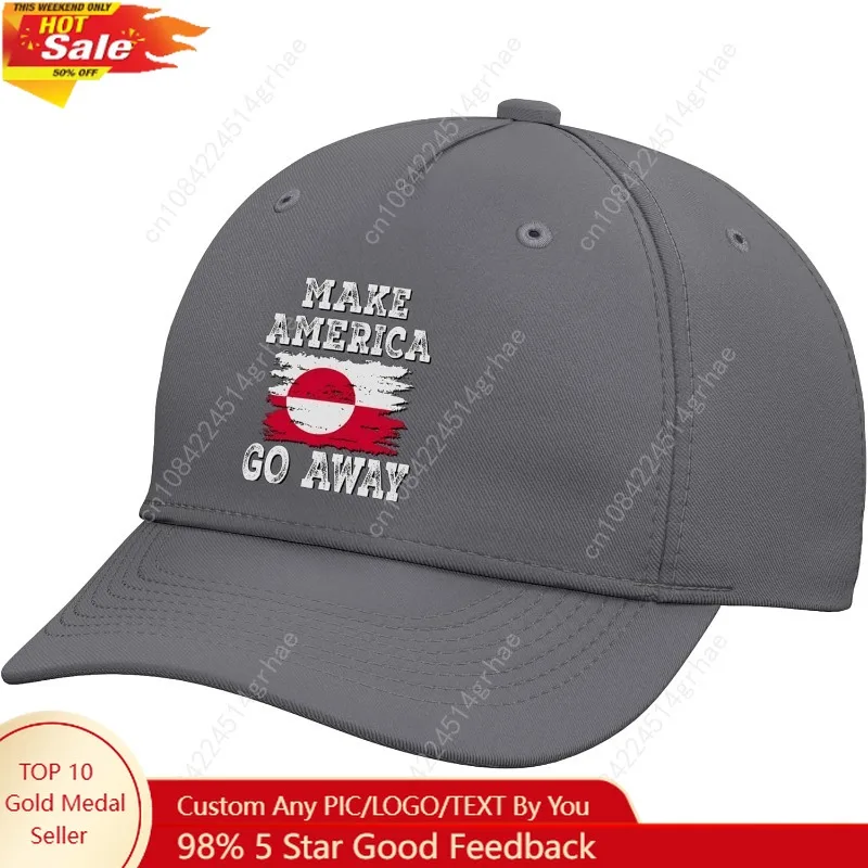 Make America Go Away - Greenland Flag - Distressed Adjustable Baseball Hat