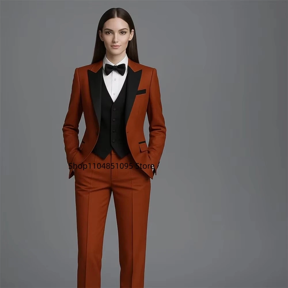 Zdjęcie 3: Elegancki damski garnitur 3-częściowy: marynarka, kamizelka, spodnie. Formalny, do biura, smart casual, damskie spodnie, damskie komplety.