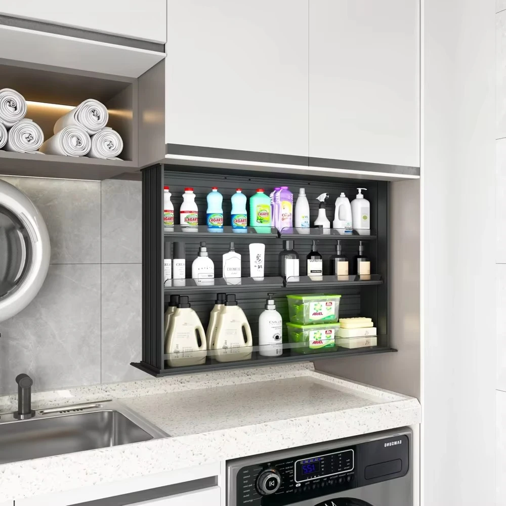 Modern Smart Kitchen Storage Cabinet Organizer Wall-Mounted Intelligent Mechanism For Bathroom Balconies