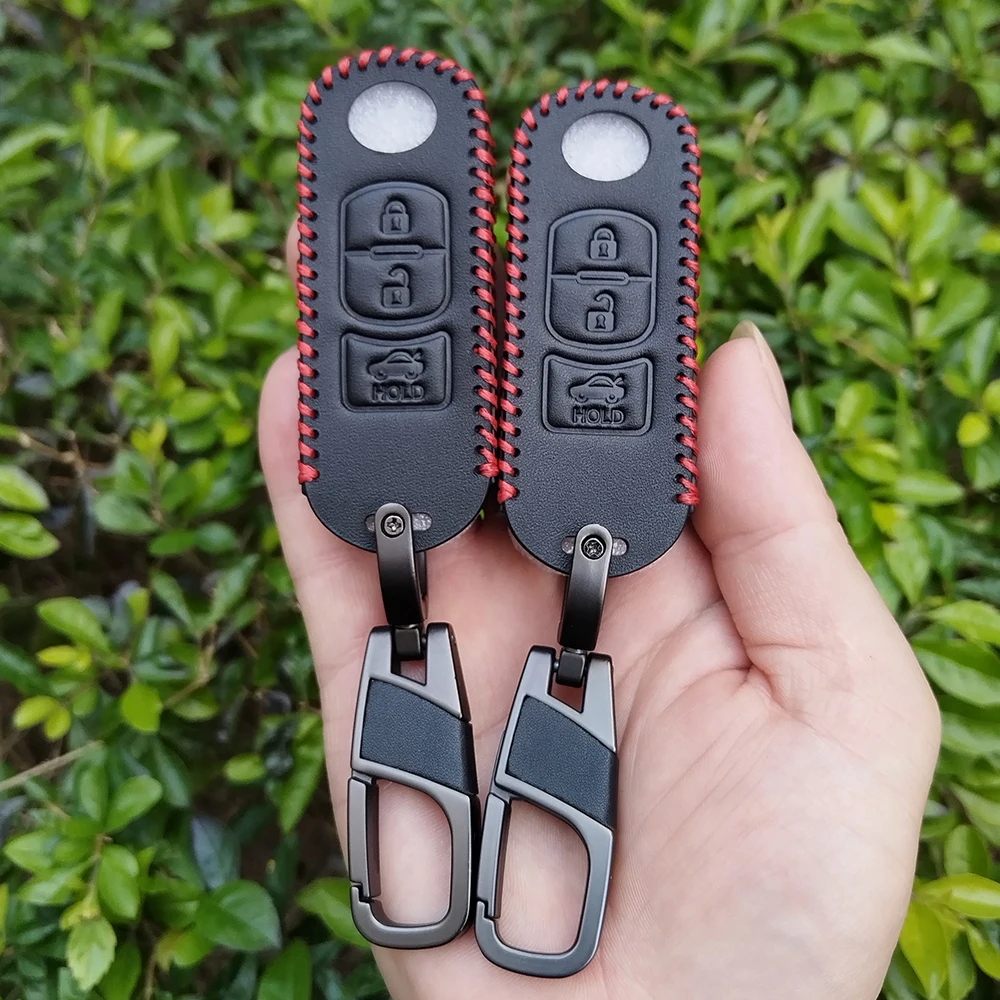 Leather Car Remote Key Cover Case Holder Fob for Mazda 2 3 6 Atenza Axela Demio CX-5 CX5 CX-3 CX7 CX-9 2015 2016 2017 2018 2019 view 3