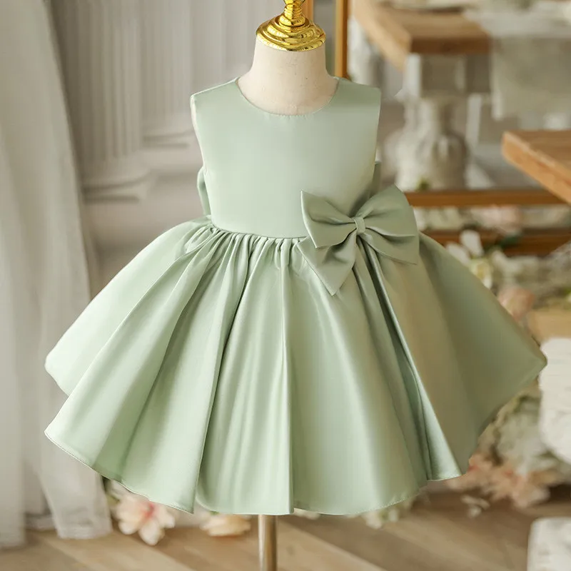 Toddler Baby Girls Dress Baptism Dress for Girls 1st Birthday Party Wedding Bow Dress Kids Formal Occation Tutu Fluffy Gown 1-5Y