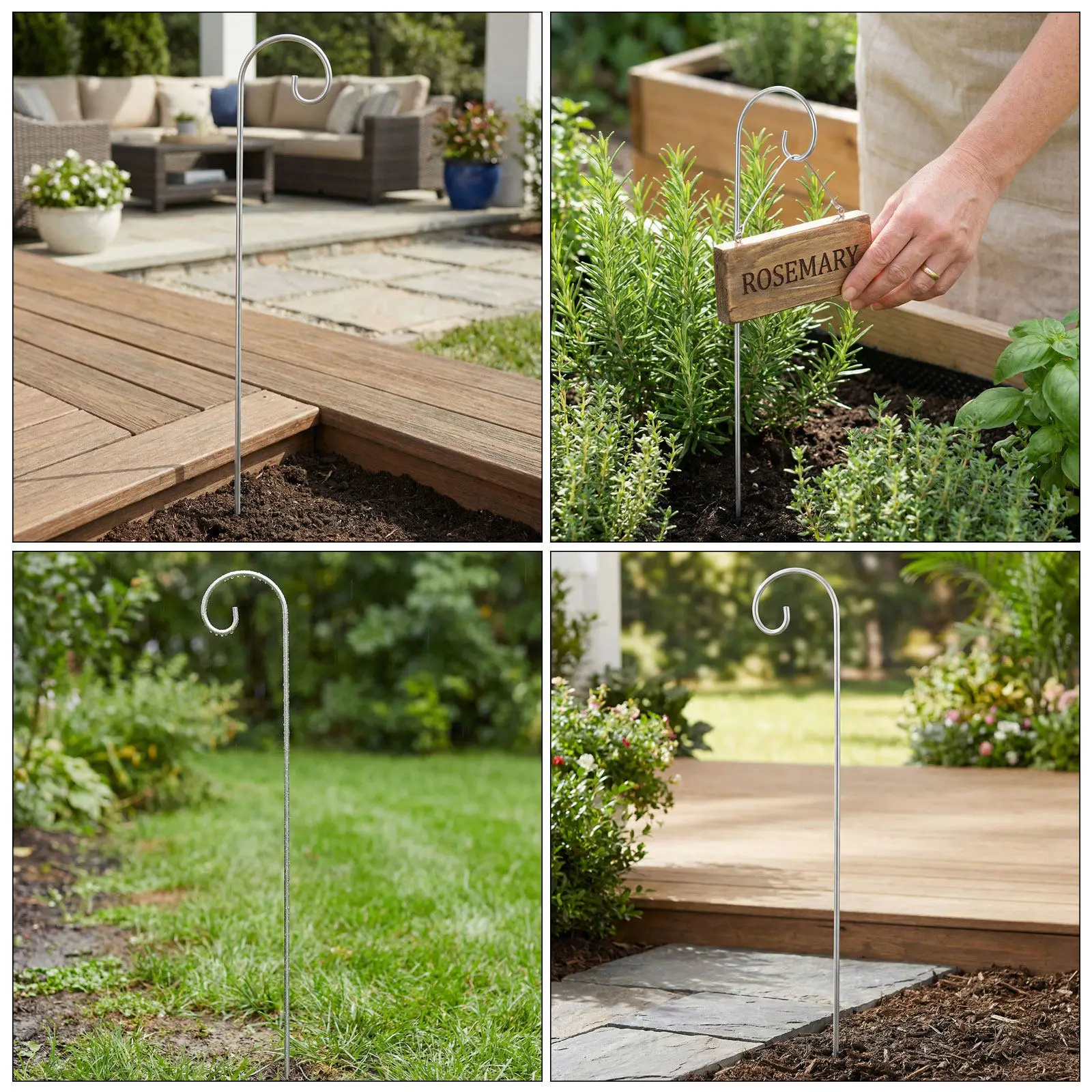 25Pcs Garden Shepherd Hooks Silver Metal Plant Label Hangers Outdoor Planter Sign Holder Garden Marker Stakes for Flowerpots