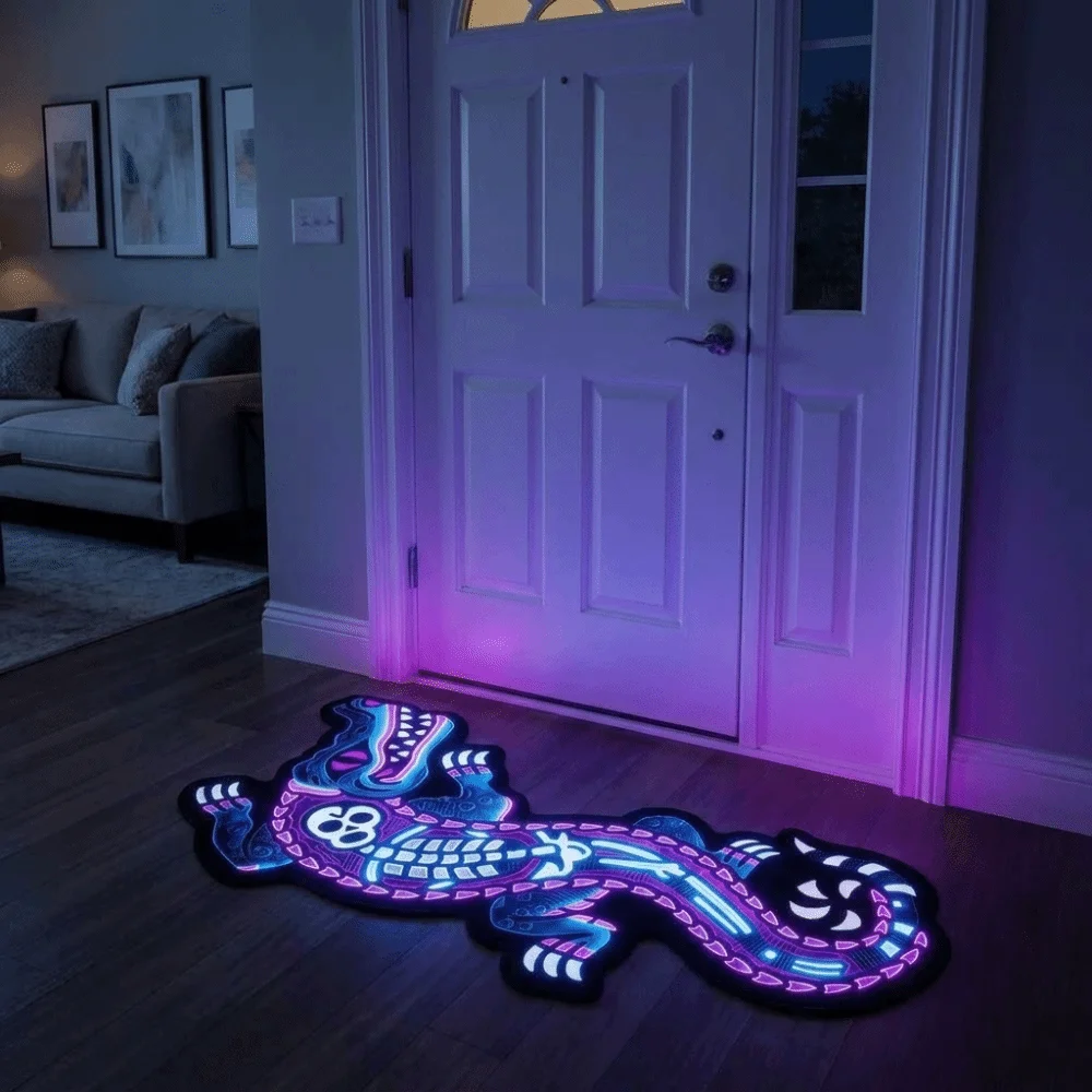 Creative Wool-like Fabric Crocodile Shape Rug Low Pile Colorful Doormat Irregular Shaped Soft Floor Rug Bedroom