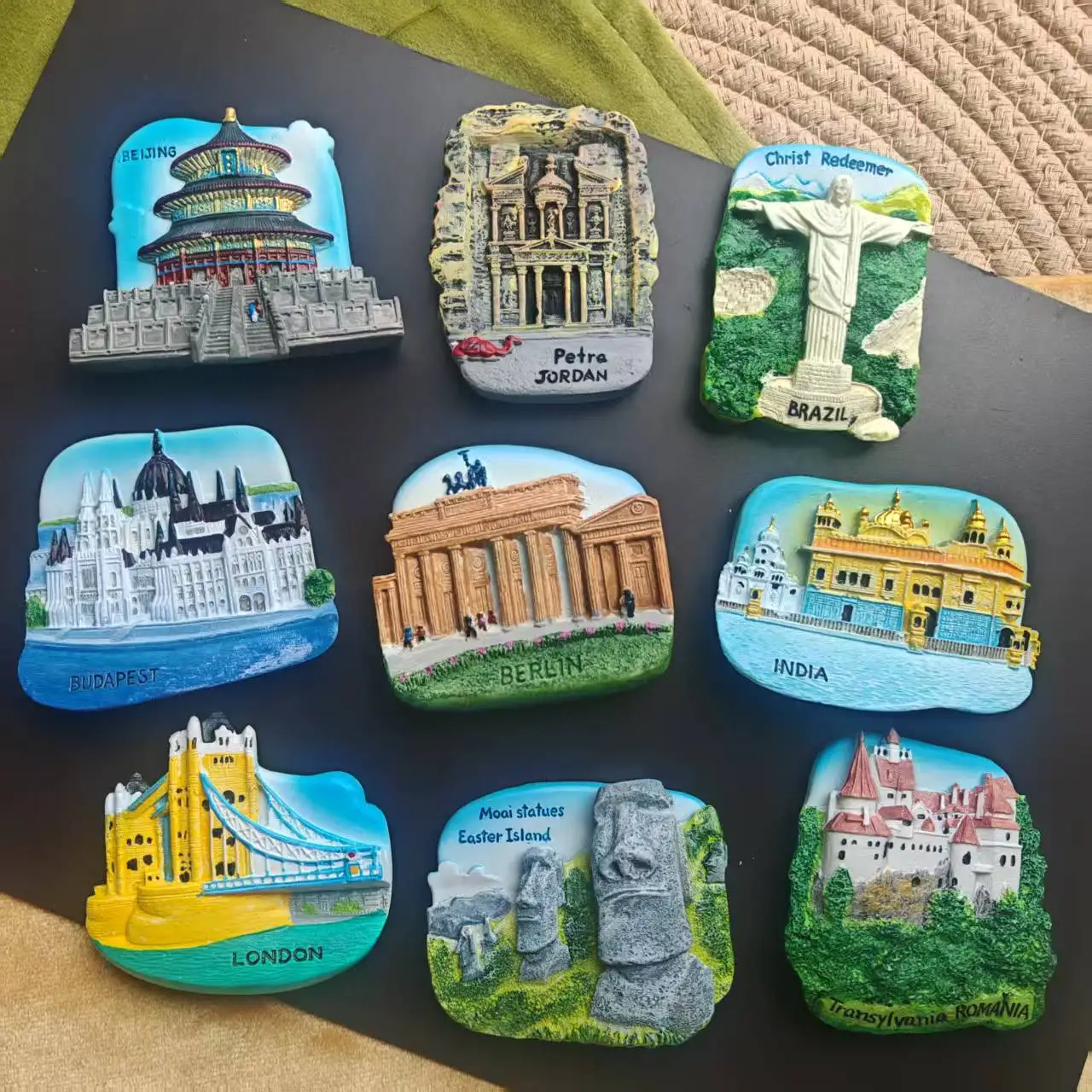 Fridge Magnet Souvenirs Jordan India Chile London Brazil Budapest Beijing Romania Travel Memory Collectible for Refrigerator