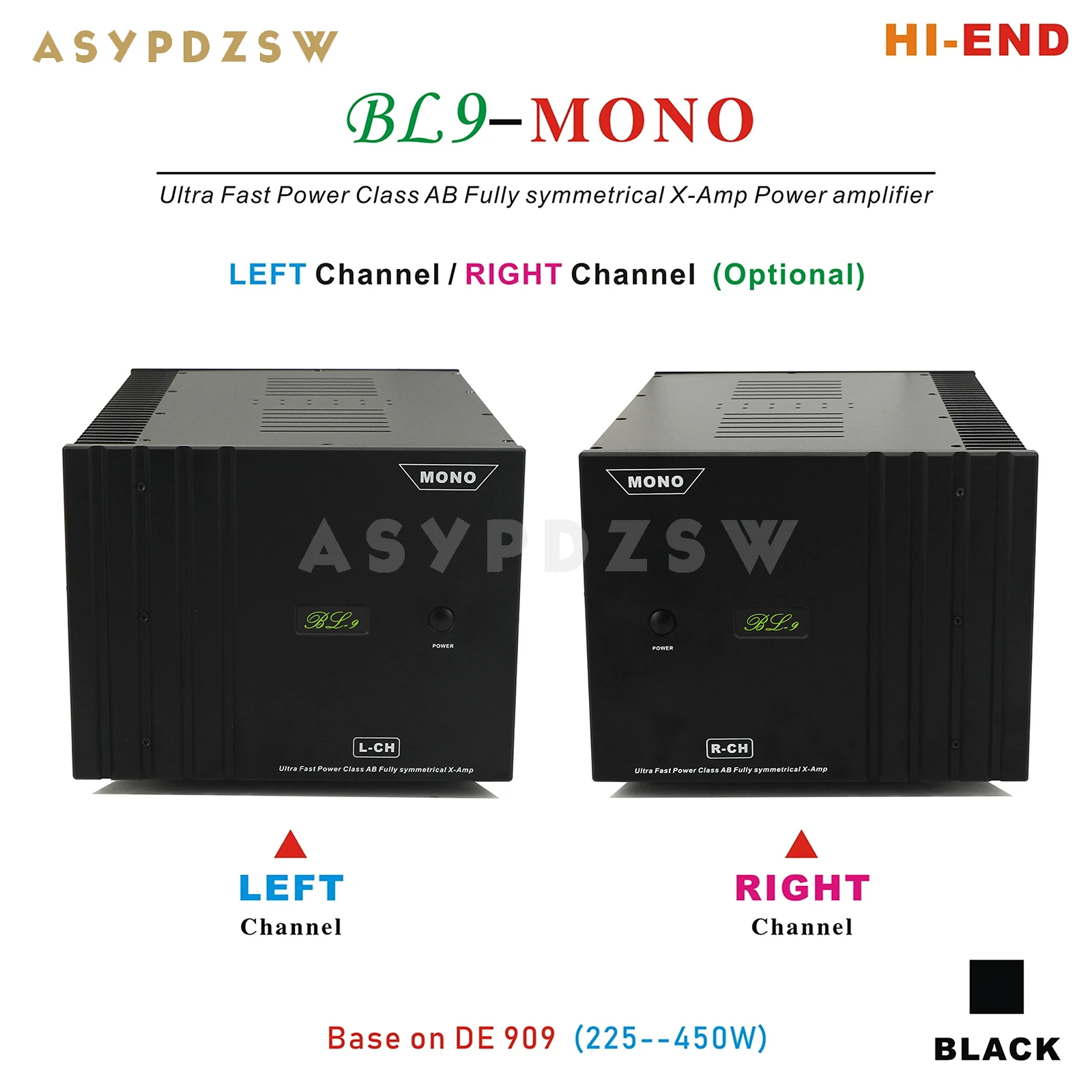 BL9-MONO T9.4 HI-END Ultra Fast Power Class AB Fully Symmetrical X-Amp Power Amplifier Base on DE 909 (L or R Channel Option)