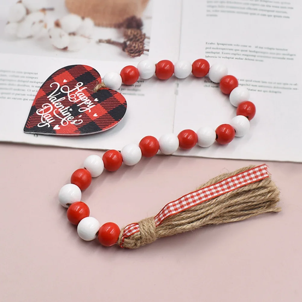 

Wooden Bead Garland Natural Wood Beads String Decor For Valentine Home Party Hanging Door Wall Window Farmhouse Festival