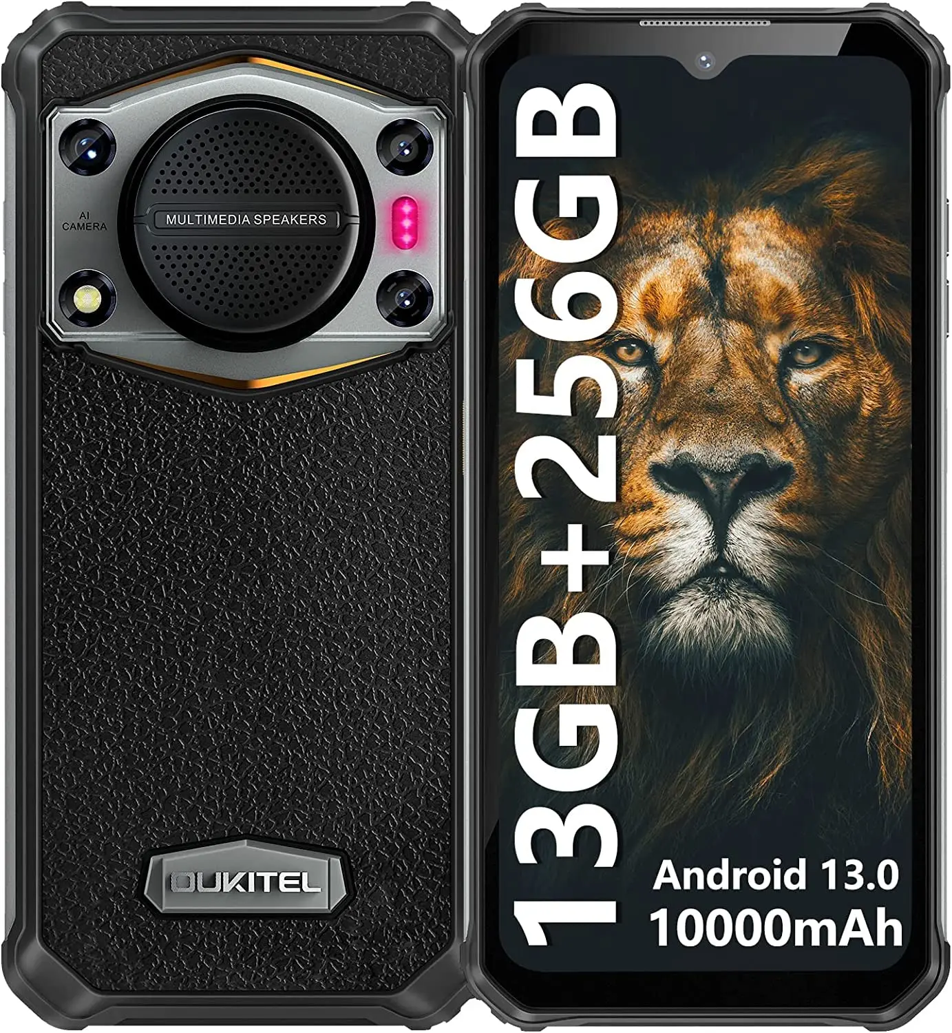 Oukitel WP22 Version mondiale 6.58 pouces Smartphone robuste avec 8GB + 256GB FHD 48MP 10000mAh Helio P90 48MP Android 13 téléphone portable