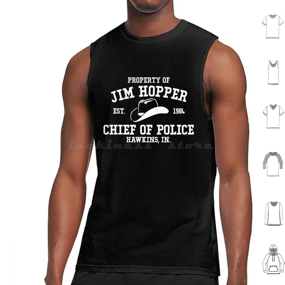 Jim Hopper-Tank Tops Print Cotton Jim Hopper Chief Hopper Demogorgon Hawkins Indiana Mike And El Eleven The Upside Down