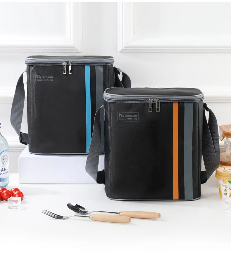 Solid color simple and fashionable versatile ice bag Oxford cloth thickened aluminum foil tote bag diagonal span large capacity