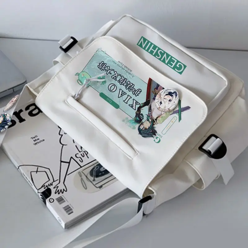 Genshin Impact Merchandise Single Shoulder Raiden Shogun Keqing Male Female Elementary School Student Large Capacity Canvas