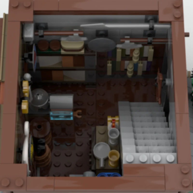 Medieval vista de rua modelo moc tijolos de construção viking ferramenta arma loja modular technolog presente feriado montar crianças brinquedo terno