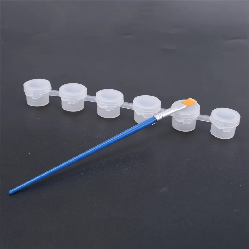 80 tiras 480 macetas de pintura vacías tiras Mini contenedores de almacenamiento transparentes y 80 Uds pinceles pintura manualidades