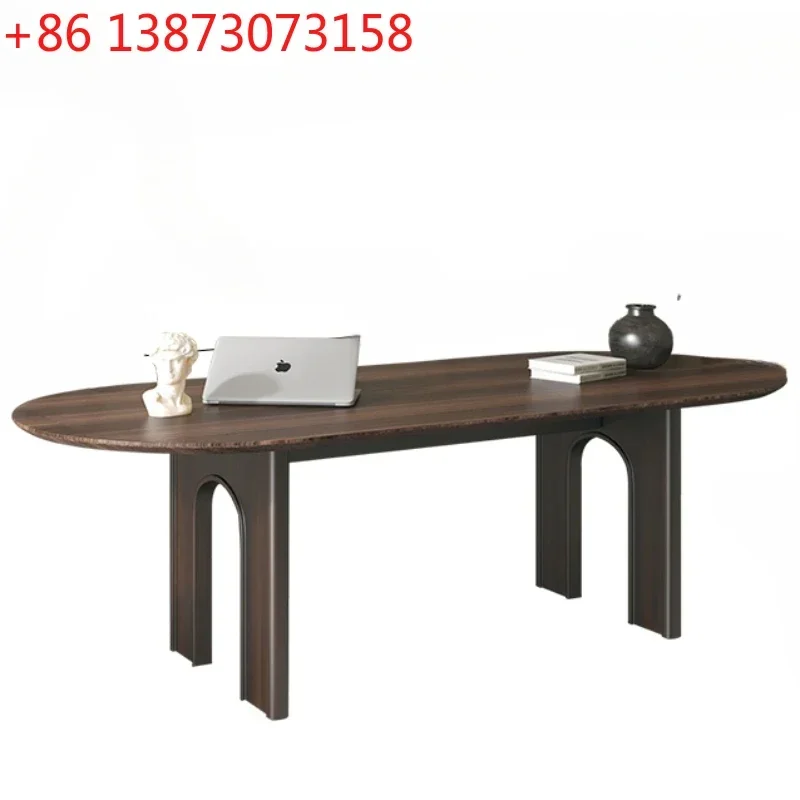 Imported Stone Plate Dining Table High-Grade Black Household Retro Affordable Luxury Solid Wood Designer Simple Table