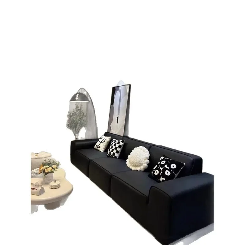 

Italian, minimalist, tofu cubes, sofa, large and small apartment, straight row, all leather