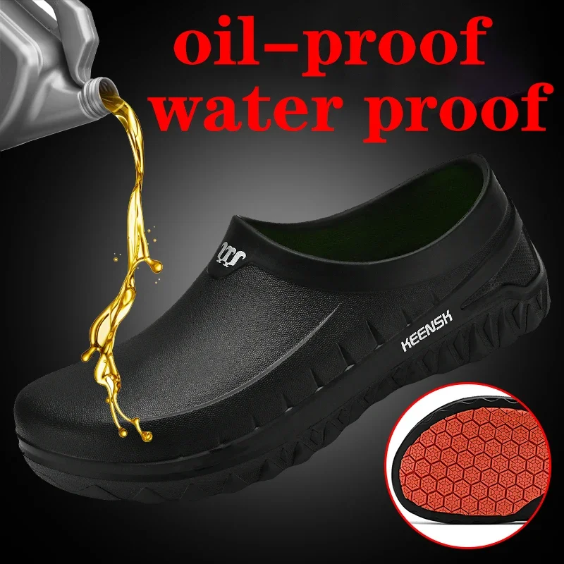 Women High Quality Size 35~48 Chef Shoes Men Non-slip Waterproof Oil-proof Kitchen Nurse Shoes Work Cook Garden Shoes Slippers