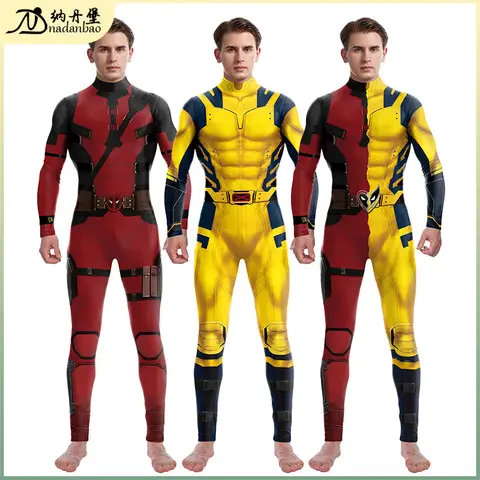 super-héros hommes film Deadpool Wolverine Cosplay Costumes Hallloween combinaison Performance fête Zentai body