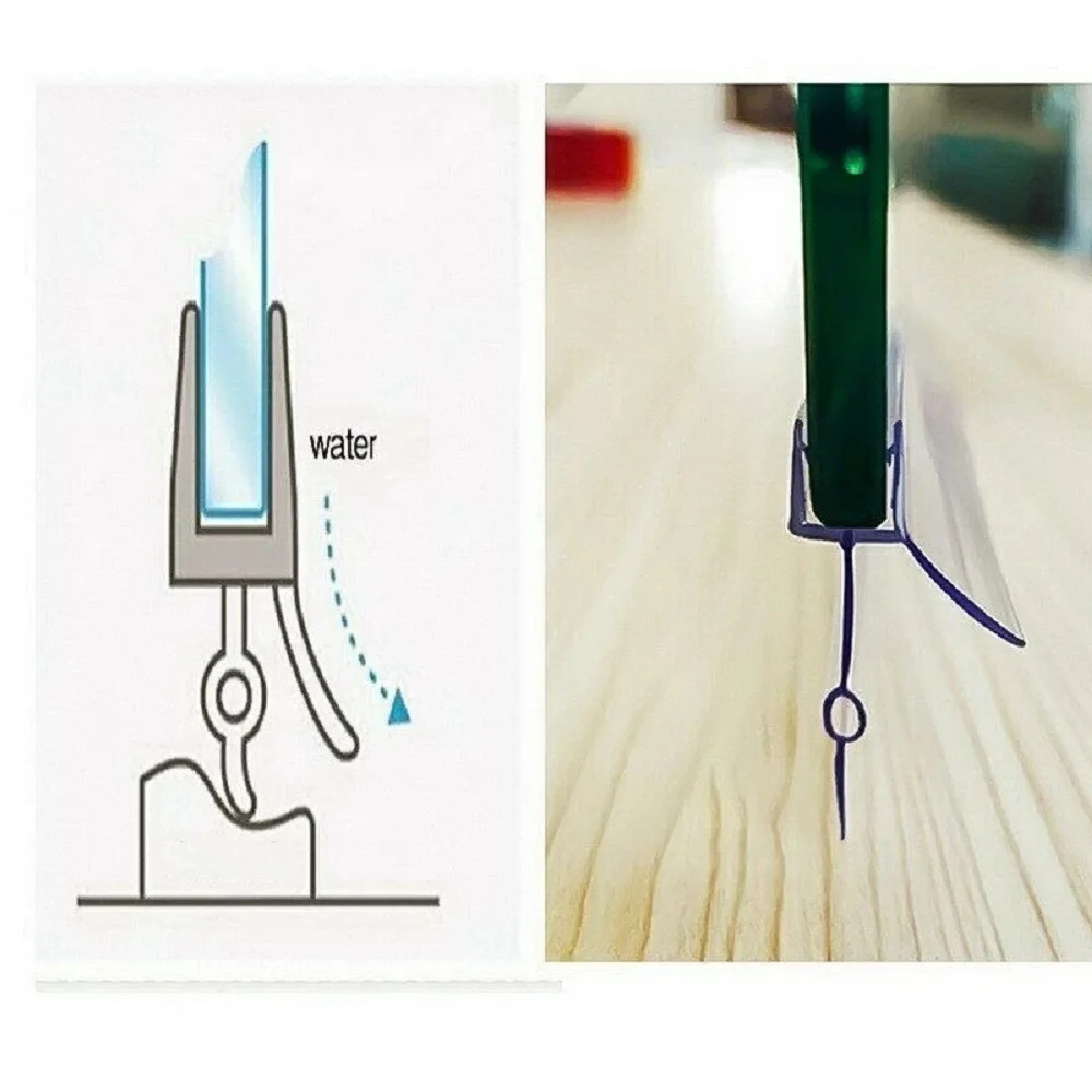 Shower Screen Seal Strip PVC Glass Door Bottom Weatherstrip 4-6 mm Window Glue-free Waterproof Weatherstrip For 18 mm Gap