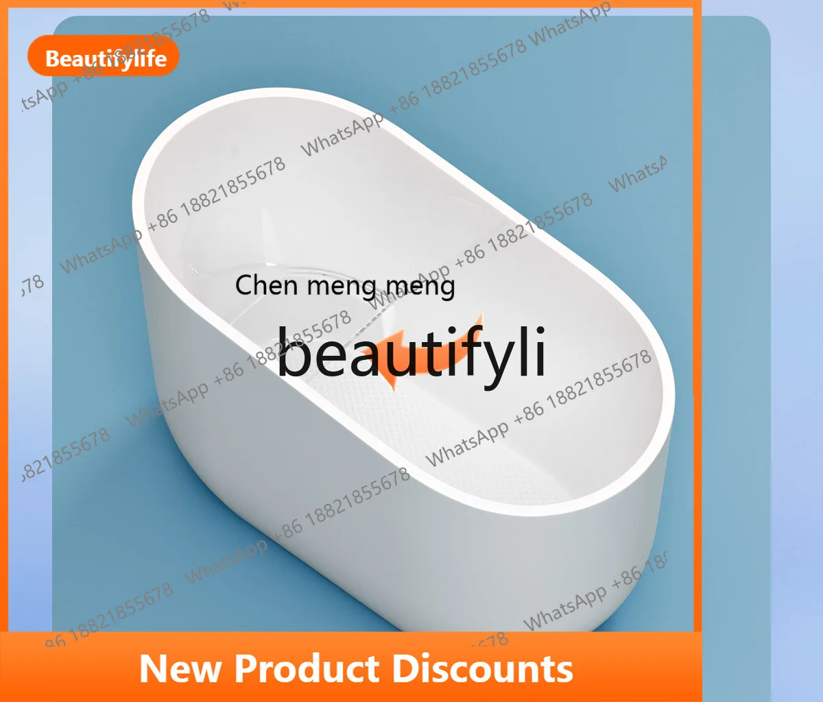 

X Bathtub for Small Apartments, Deep Soak, High Backrest, Detachable Seat Board, Freestanding