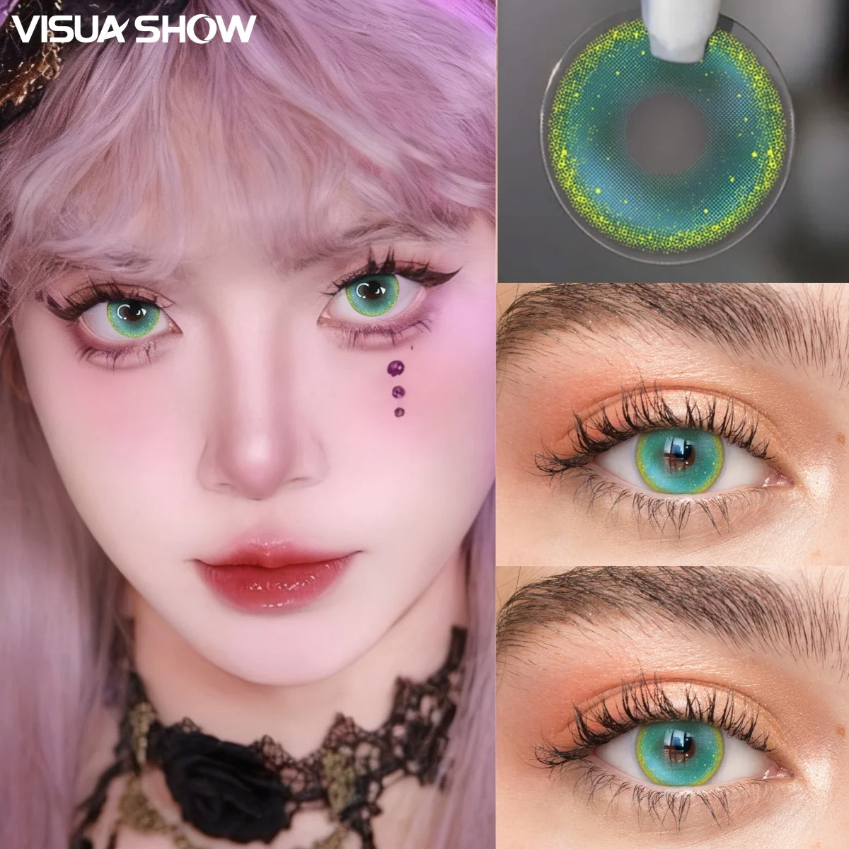 VISUASHOW Lovejoy Cosplay Blaue Farbige Kontaktlinsen für Kleine Pupillen, 6 Monate Einweg-Weichlinsen für Augen-Make-up – Detail 5