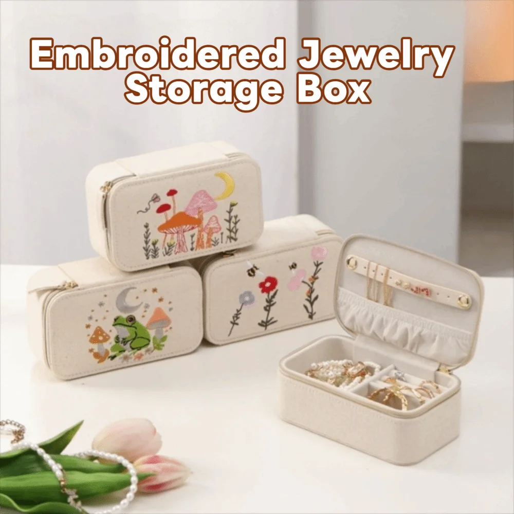 

Вышитая коробка для хранения ювелирных изделий, портативный органайзер, серьги, ожерелье, кольцо, шкатулка для драгоценностей, мини-бабочка, витрина для ювелирных изделий, подарок