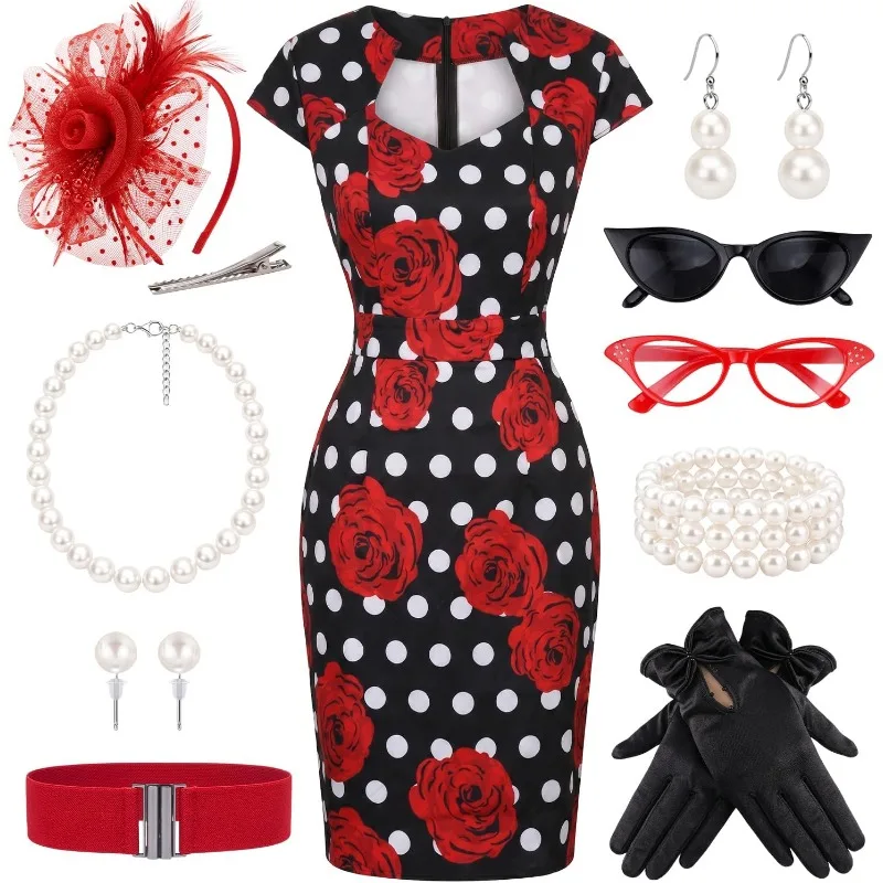 ensemble-de-10-robes-retro-pour-femmes-des-annees-1950-robe-moulante-a-pois-vintage-pour-cocktail-fete-du-the-avec-accessoires