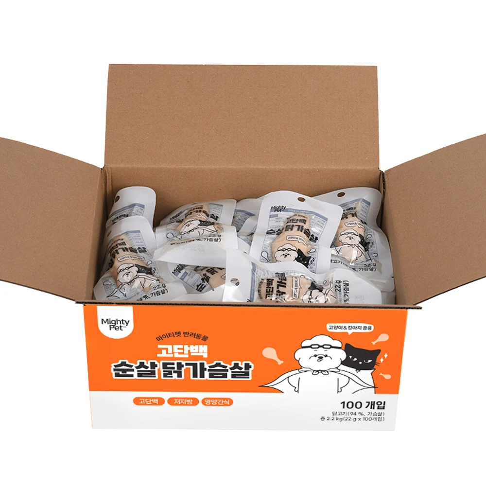 대용량 마이티펫 고양이가 최애 간식 순살 닭가슴살 100개입 2.2kg 1box - 4