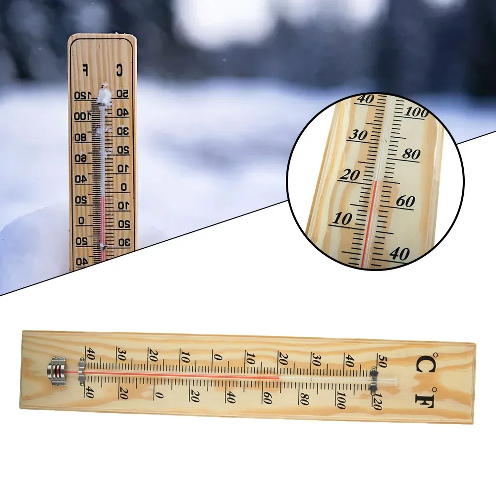 Tool Wooden Thermometer Outdoor Wooden 40cm X 7cm X 1cm Garden Décor Pine + Red Kerosene Thermometer 1pcs Durable