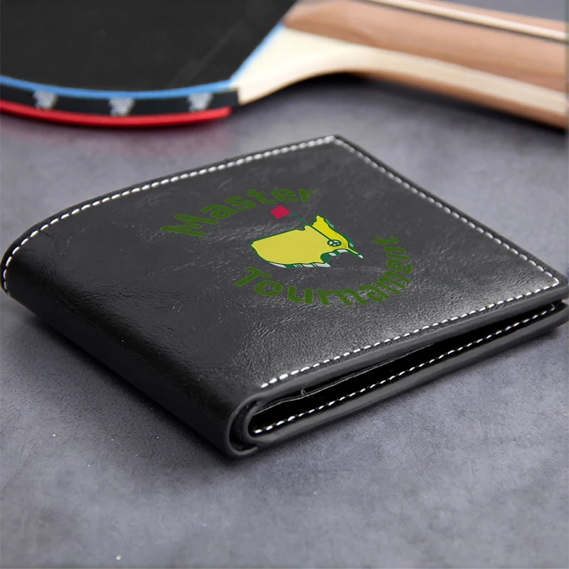 Masters Tournament Logo Embossed PU Leather Wallet Men's Compact Business Style Durable Lightweight Design