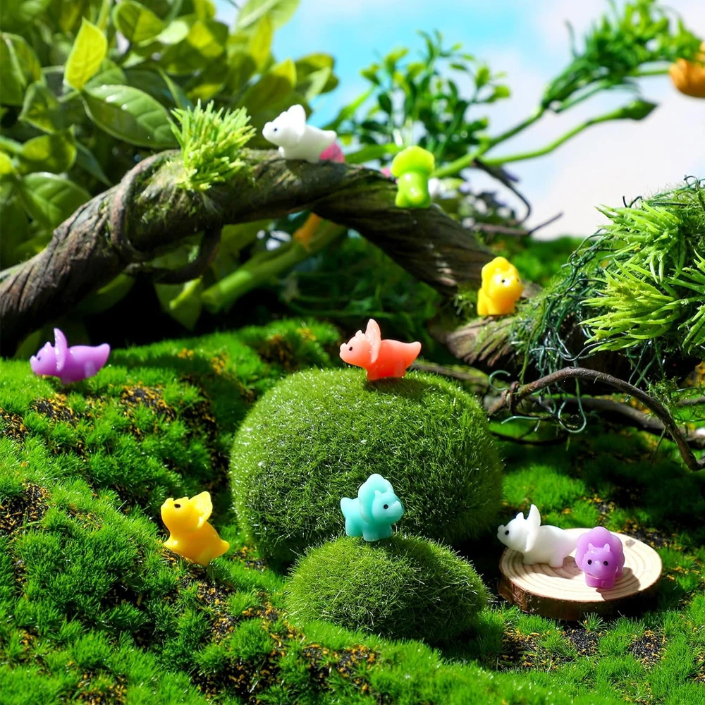 6/12pcs Mixed Color Mini Resin Dinosaur Miniature, Fairy Garden Ornament, Micro Landscape Bonsai for Home DIY Craft Decoration