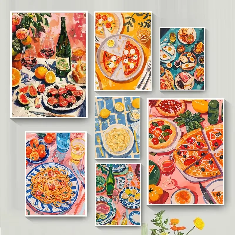 Diamond Painting Vintage Dining Table Scenery Delicious Food Diamond Mosaic Handmade Art Exquisite Creative Gift Home Decorati