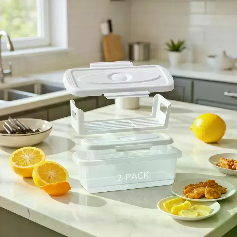 Batter Fish Breader Shaker Bowl With Breading Shaker Tray With Lids Shaker For Frying Chicken Wings Fish Onion Rings Veggies