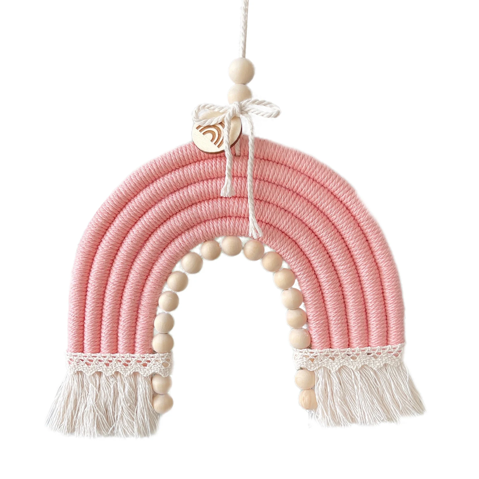 

Braided Rainbow Wooden Bead Arch Bridge Hanging Decoration Children's Room Hanging Cotton Rope Braided Pendant Decoration